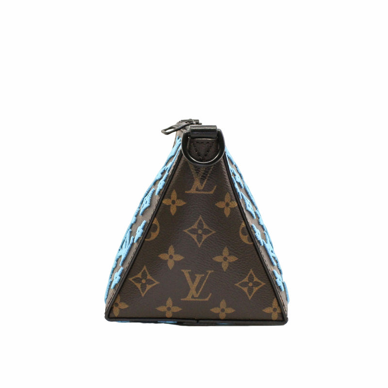 Pre-owned Louis Vuitton Triangle Messenger Monogram Tuffetage Turquoise