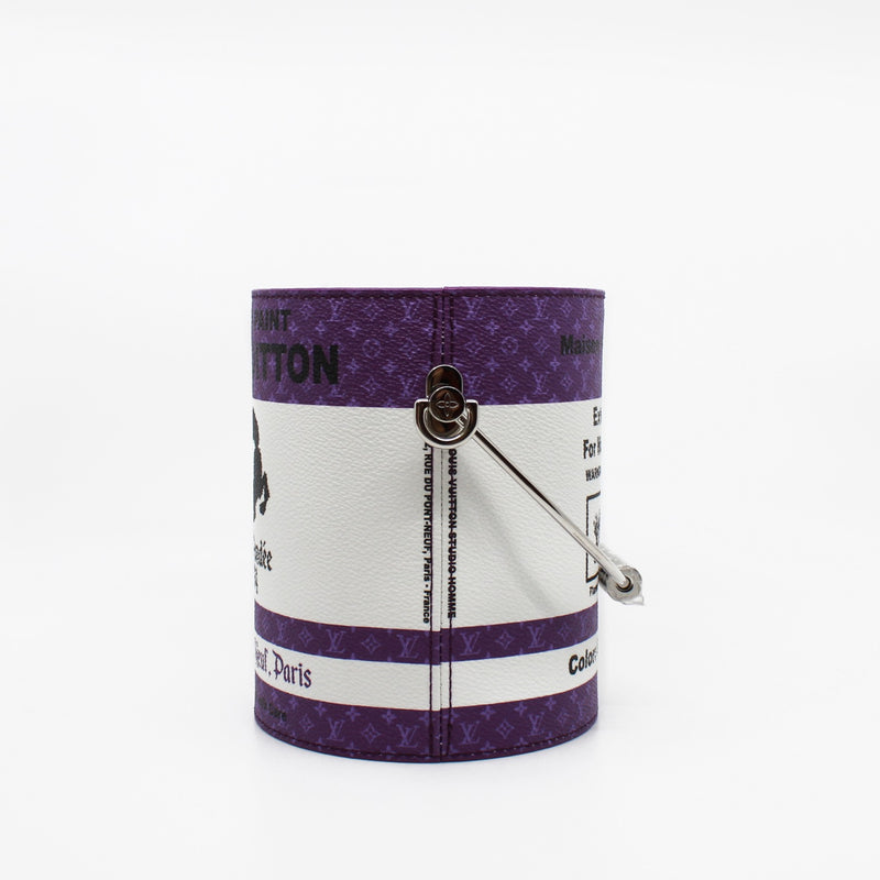 Paint Can  leaher white mix purple  phw