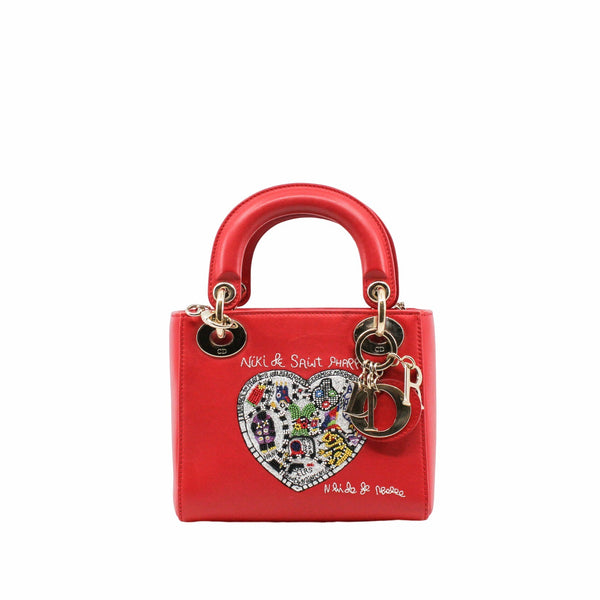 mini lady heart embroidery red light ghw - L'UXE LINK