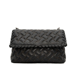 flap chain cross body bag in grey with studs - L'UXE LINK