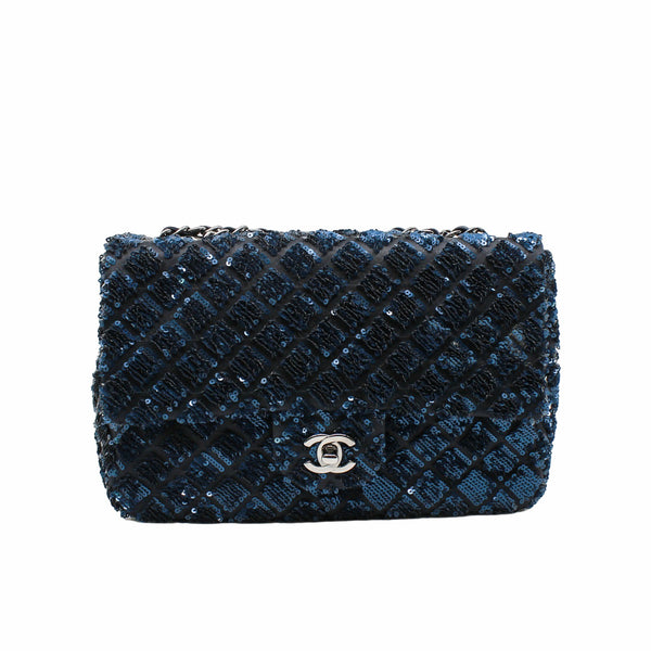 flap glittle  tweed bag in navy phw  seri 17 - L'UXE LINK