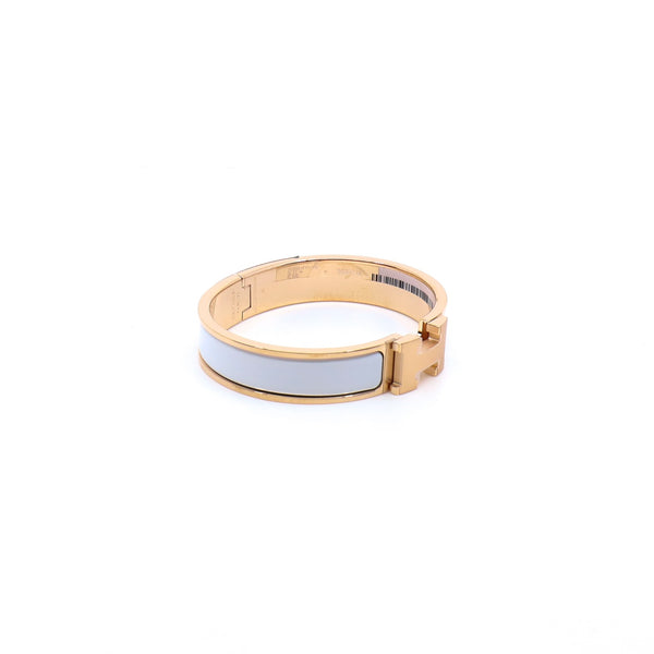 clic h bangle in in white rghw - L'UXE LINK