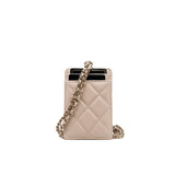 thumbnail card holder with chain in caviar beige ghw seri 31 - L'UXE LINK