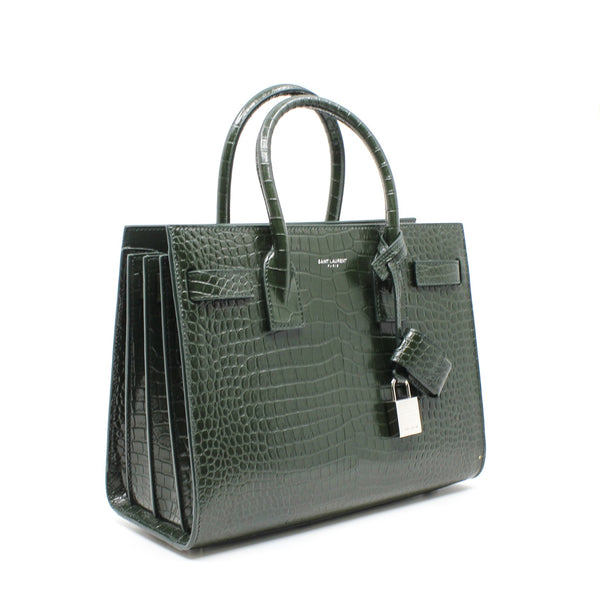 Sac De Jour  small crocodile embossed green  phw - L'UXE LINK