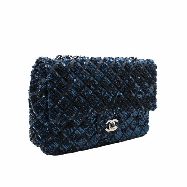 flap glittle  tweed bag in navy phw  seri 17 - L'UXE LINK