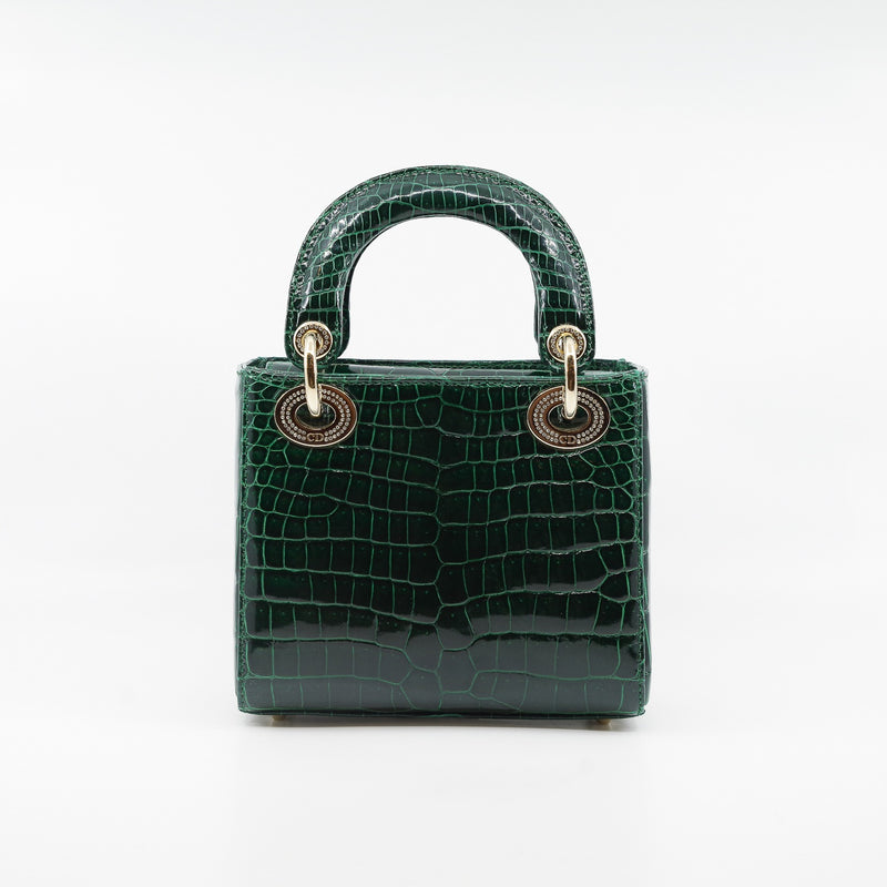 mini lady aligator green phw with crystal - L'UXE LINK