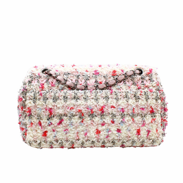 flap bag medium with knitted in cotton  multi pink phw seri 26 - L'UXE LINK