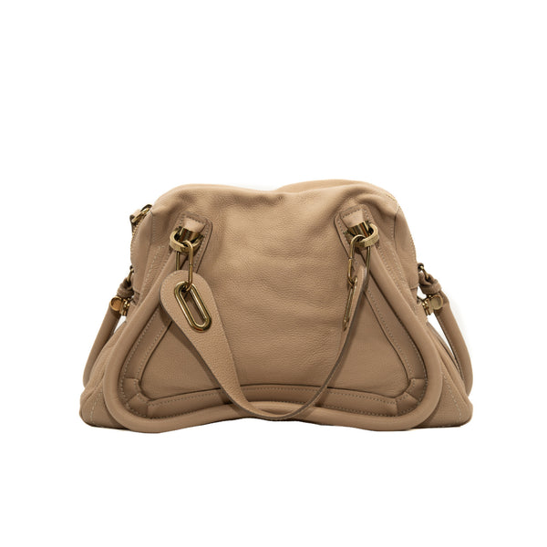 Paraty Top Handle Bag Medium Leather  beige ghw