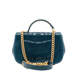 thumbnail top handle flap bag in snake lake blue ghw seri 24 - L'UXE LINK