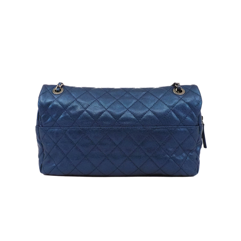 flap bag in blue caviar skin