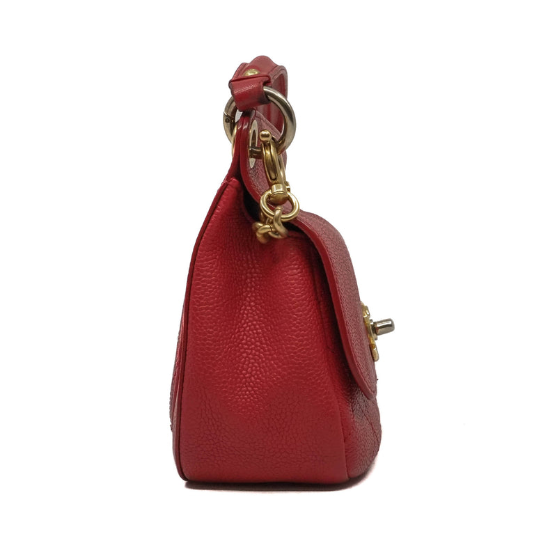 top handle caviar flap chain side bag red seri 23