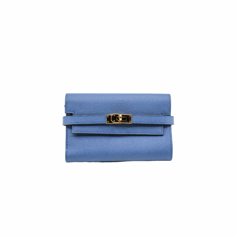 kelly short wallet epsom leather r2 blue agate  phw