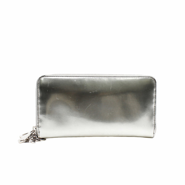 long zippy wallet patent silver phw - L'UXE LINK