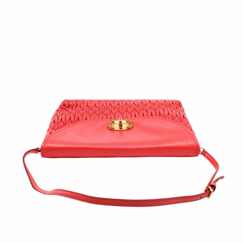 clutch small leather red ghw