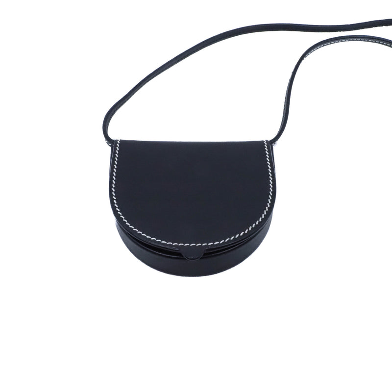 mini heel pouch in leather black