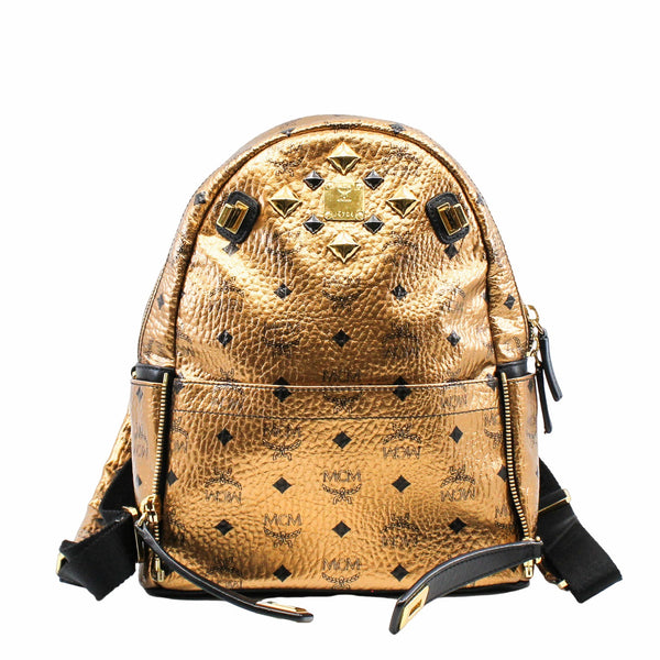 Metallic Visetos Studded Small Dual Stark Backpack Gold ghw