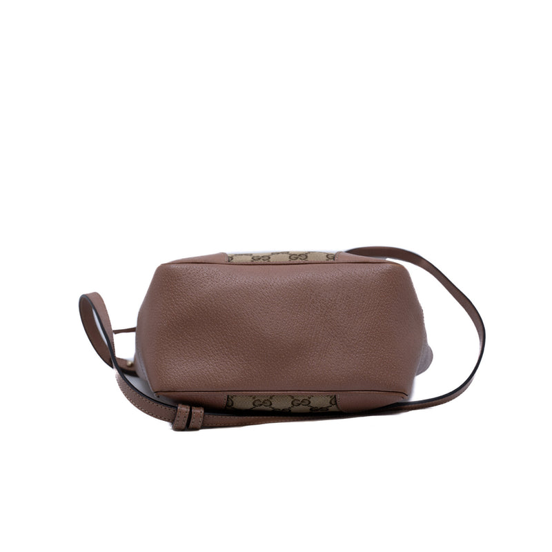 small tote top handle crossbody in surpeme brown/beige ghw