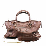 thumbnail CITY CLASSIC STUDS BAG SMALL LEATHER BROWN PHW - L'UXE LINK