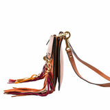 thumbnail Jane Fringe Bag Small Calfskin Suede Rainbow Patchwork Caramel - L'UXE LINK