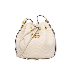 marmont tote in leather white ghw - L'UXE LINK