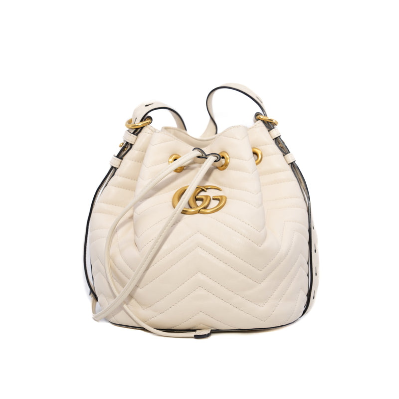 marmont tote in leather white ghw - L'UXE LINK