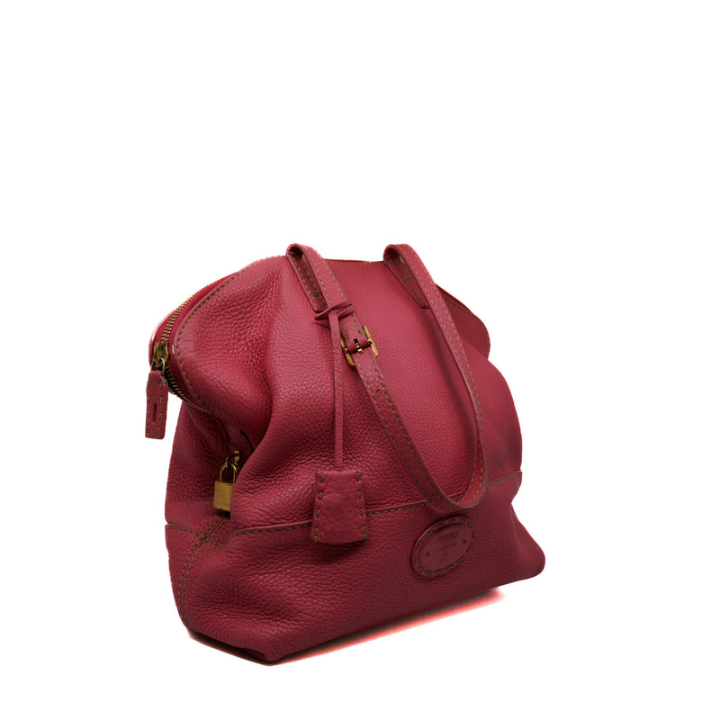 calfskin tote bag in pink red color