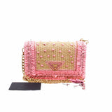 thumbnail Straw Embroidered Small Shoulder Bag Naturale Astrale Pink ghw - L'UXE LINK