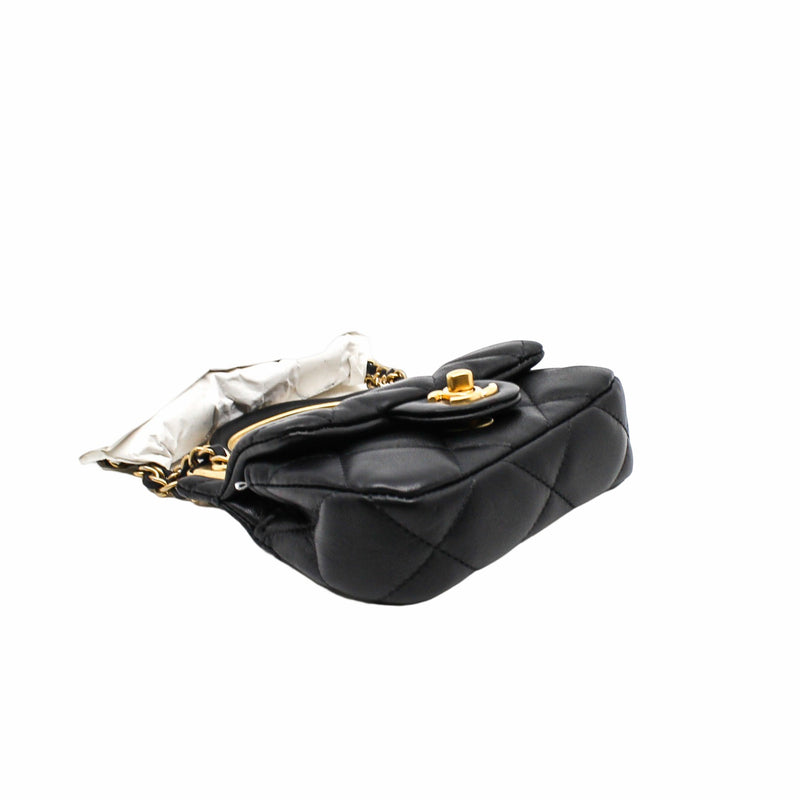 mini flap bag with handle black lambskin ghw seri 31