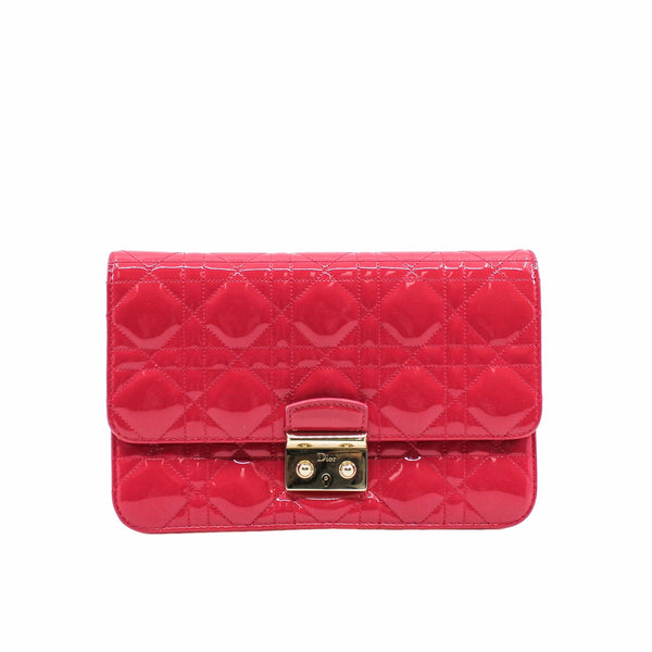 Cannage Miss Dior Promenade Pouch Patent Pink GHW #2015 - L'UXE LINK