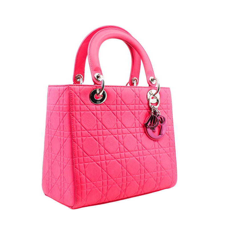 dior lady medium  calf skin matt pink phw - L'UXE LINK