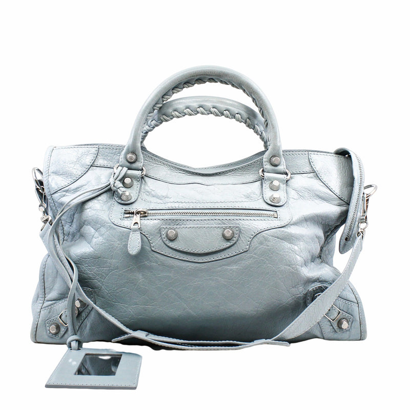 CITY HANDBAG LEATHER sky blue - L'UXE LINK