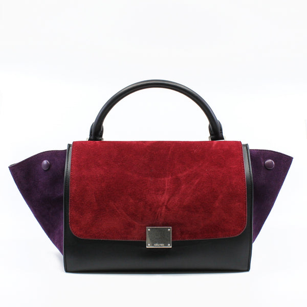 trapeze small suede redwine mix black purple phw - L'UXE LINK