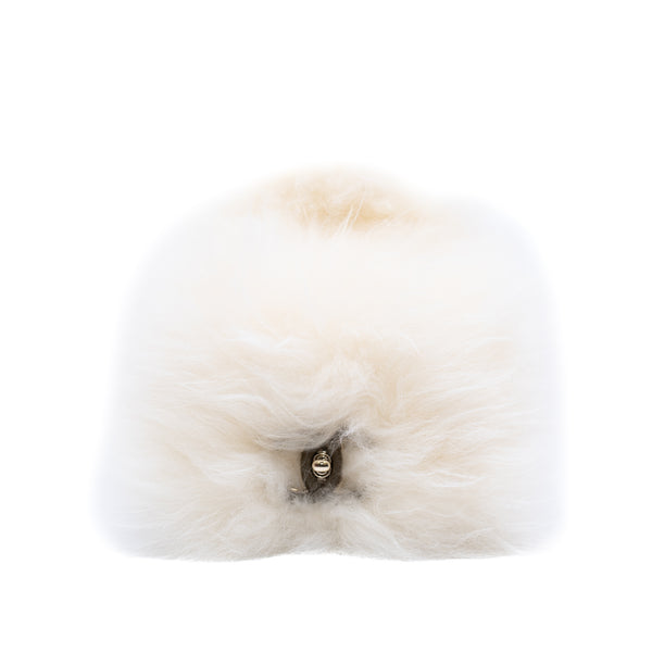 cf woc with top handle in fur/leather white ghw seri 26 - L'UXE LINK