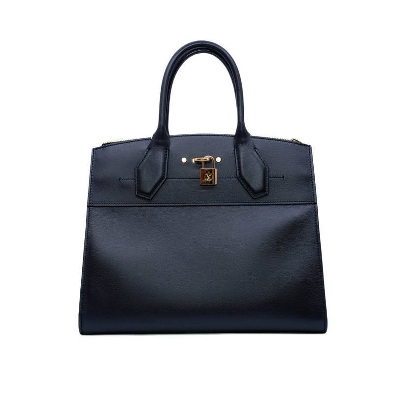 city steamer in leather black ghw - L'UXE LINK