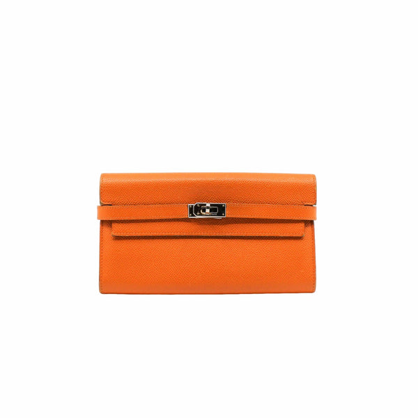 kelly long wallte  espom  orange phw  stamp n ghw - L'UXE LINK