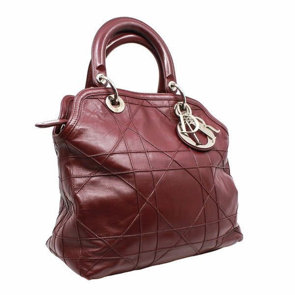 dark red lamb skin tote with strap phw - L'UXE LINK