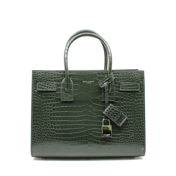 Sac De Jour  small crocodile embossed green  phw - L'UXE LINK