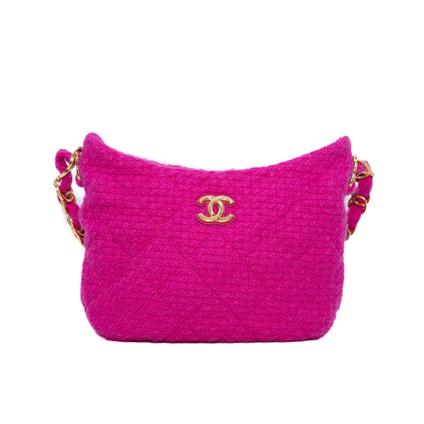 TIMELESS CLASSICS Chanel Tweed hobo bag 2022 Cruise in pink ghw - L'UXE LINK