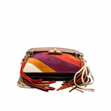 thumbnail Jane Fringe Bag Small Calfskin Suede Rainbow Patchwork Caramel - L'UXE LINK