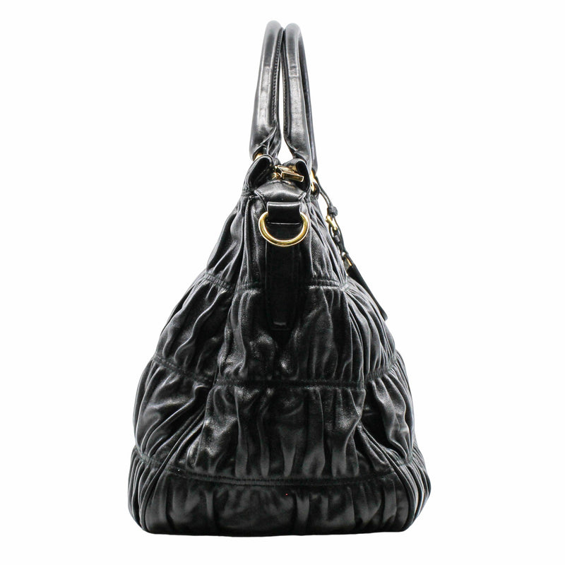 handle bag lamb skin black  ghw - L'UXE LINK