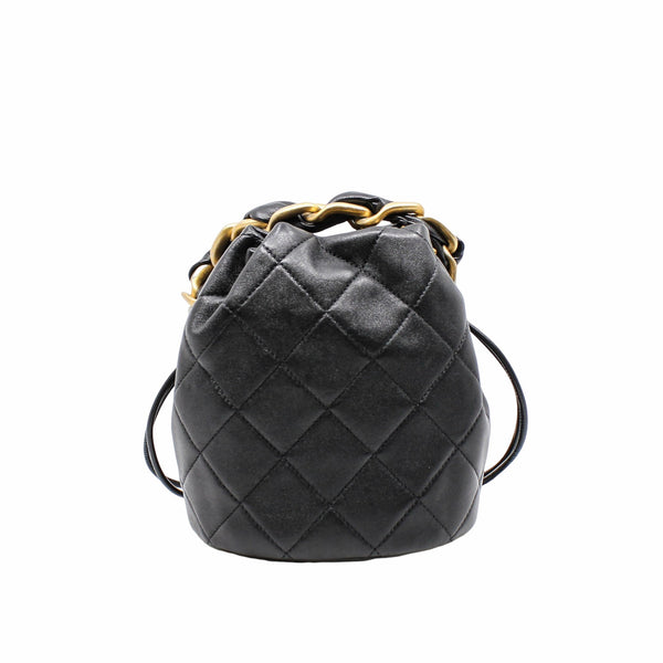 bucket bag with chain handle black ghw seri 30 - L'UXE LINK