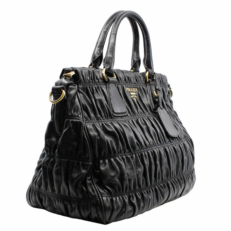 handle bag lamb skin black  ghw - L'UXE LINK