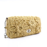 thumbnail tweed crossbody crystal chain bag  in Straw phw - L'UXE LINK