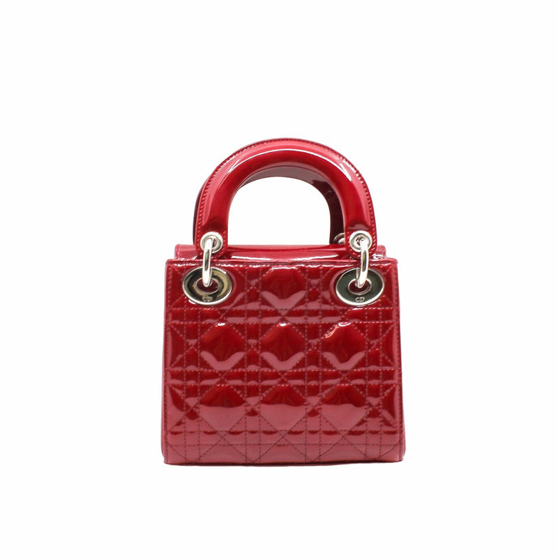 lady dior mini red patent phw