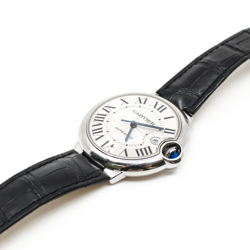 ballon bleu 40MM, AUTOMATIC steel black leather sbb0039