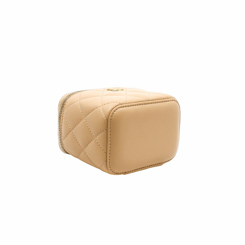 vanity case small lambskin beige  ghw seri 31 - L'UXE LINK