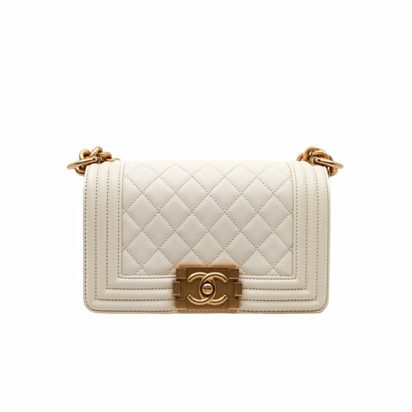 leboy mini   lambskin white ghw  ser 30 - L'UXE LINK