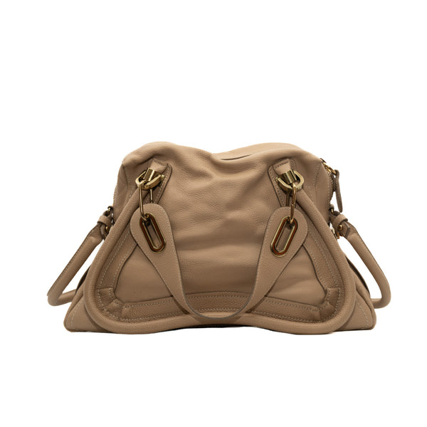 Paraty Top Handle Bag Medium Leather  beige ghw