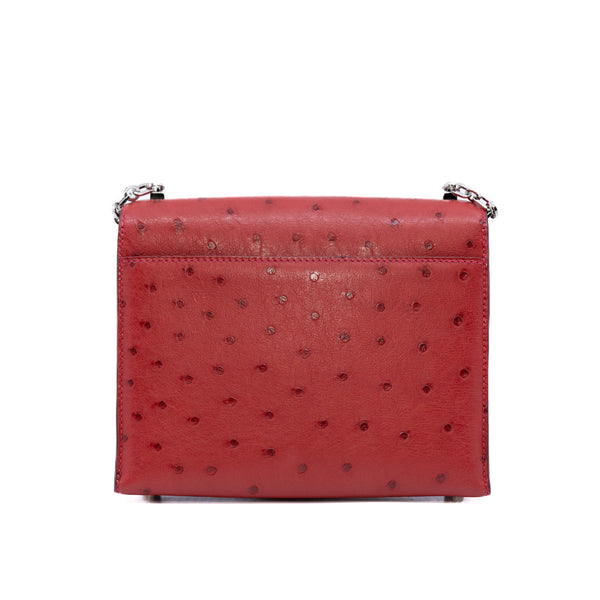 mini verrou in red ostrich phw A stamp - L'UXE LINK