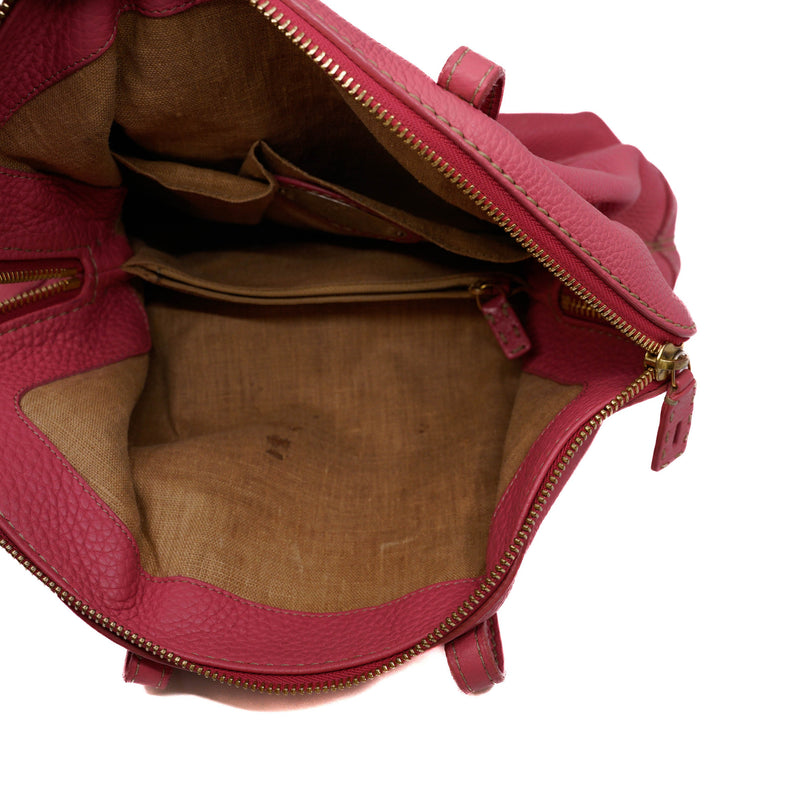 calfskin tote bag in pink red color